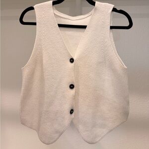 Women's White Button-Up Sweater Vest